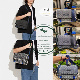 U.S OUTLET กระเป๋า   coach แท้ League Messenger Bag In Signature Jacquard กระเป๋า Messenger กระเป๋ากีฬาขี่จักรยาน C9158