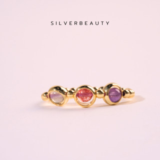 โค้ด SILV45  ลด45.- Silver beauty แหวนสตอเบอร์รี่กลมเรียงR00806