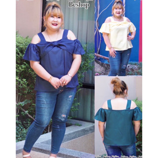 B368 เสื้อสาวอวบ อ้วน Bigsize Plussize แต่งโบว์