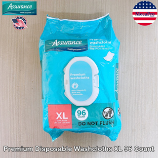 Assurance® Premium Disposable Washcloths XL 96 Count ทิชชู่เปียก ผ้าเช็ดทำความสะอาดแบบเปียก ใช้แล้วทิ้ง ขนาดใหญ่พิเศษ