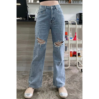 YHJEANS💥ขายดีที่สุด💥13015กางเกงยีนส์ขากระบอกป้ายYHJEANS