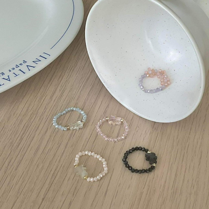 ( โค้ด DMEBK ลด 120.-) Winterwinter Jewelry Silver925 : แหวนร้อยด้วยเส้นเอ็น แหวนยางยืด สีน่ารักมาก ใส่ติดมือได้ตลอดsa