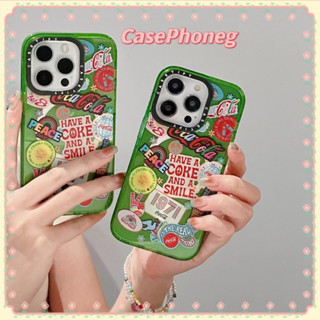 🍑CasePhoneg🍑ป้องกันการหล่น ขอบเต็ม 11 14 pro max คำภาษาอังกฤษ สีเขียว สไตล์ย้อนยุค case for iPhone 12 13