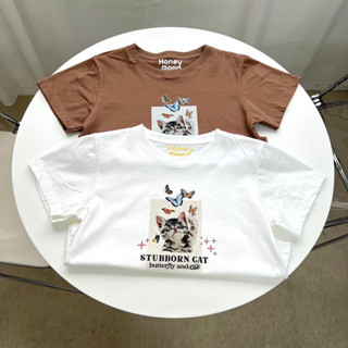 Honey mood เสื้อครอป Stubborn cat