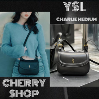 ถูกที่สุด ของแท้ 100%/Saint Laurent/ YSL CHARLIE MEDIUM SHOULDER BAG IN SMOOTH LEATHERผู้หญิง/กระเป๋าสะพายข้าง