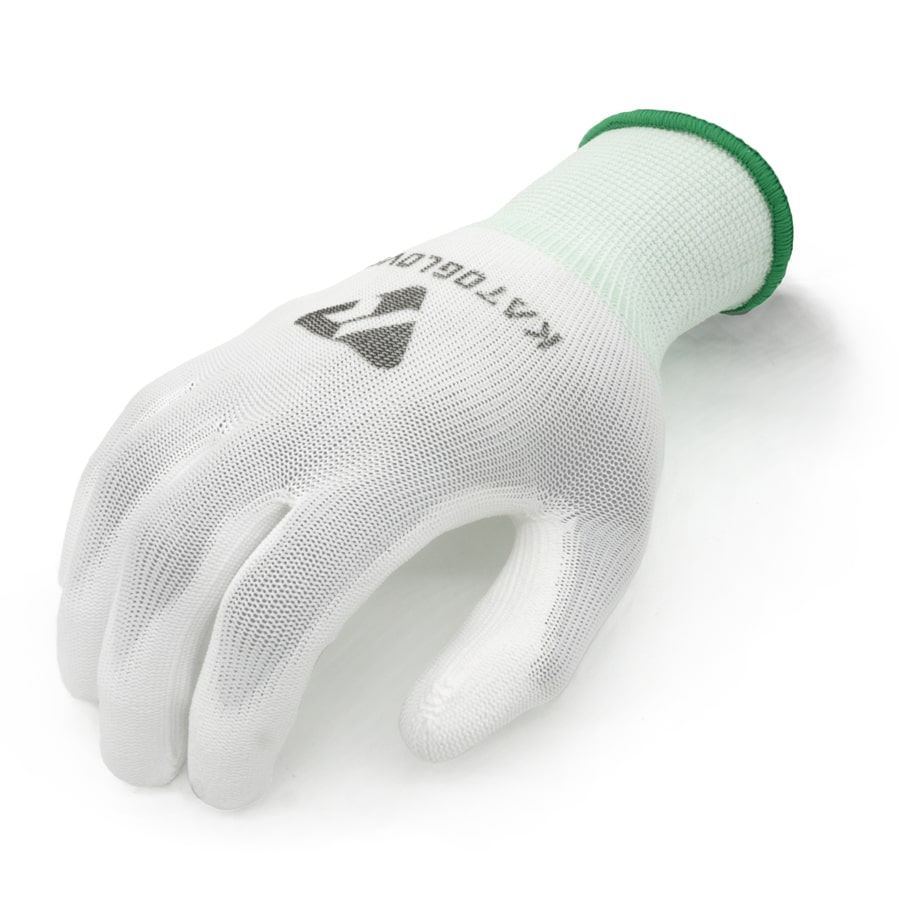 ถุงมือผ้าเคลือบยาง PU  เกรดPremium กันบาด หยิบจับของเลอะน้ำมัน ถุงมือ Nitrile     [ [ [ ราคา ต่อ 10 คู่ ] ] ]