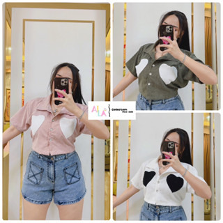 🌸เสื้อหัวใจกะดุมเพชร สาวอวบ [Aila Plussize]