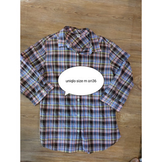 shirt ลายสก็อต uniqlo size m
