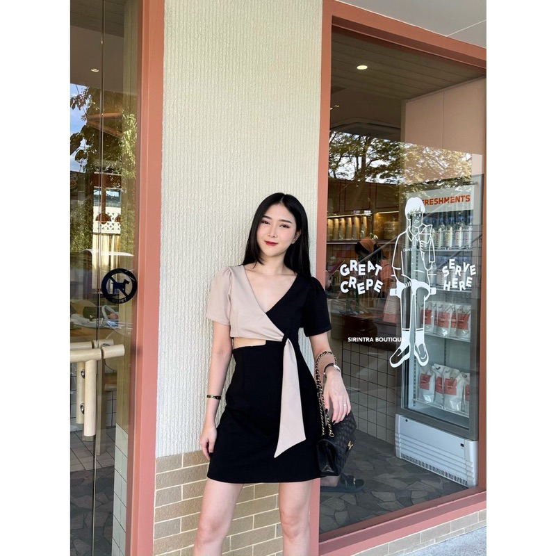 ส่งต่อ เดรสสีดำ  KELLY DRESS “  ร้าน sirintra boutique โชว์เอว ผ้าดีมาก