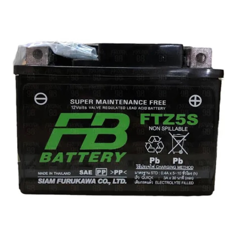 แบตเตอรี่ มอเตอร์ไซค์ แบบแห้ง  FB รุ่น FTZ5s-mf battery scoopy mio step wave phantom200 ราคาพิเศษ ใช