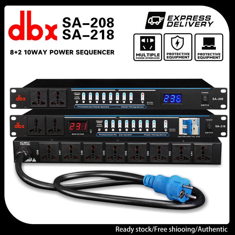 DBX SA-208/SA-218 ซีเควนเซอร์พาวเวอร์ซัพพลาย , ด้วยสวิตช์อิสระ , มีสวิตช์แยก 、ไฟแสดงสถานะแรงดันไฟฟ้า