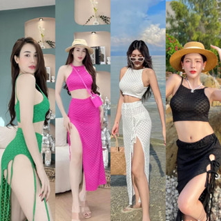 Teera❤️พร้อมส่ง✨Mermaid Set🏖ได้3ชิ้น🌷เสื้อ+กระโปรง+กางเกงใน✨ผ้าถักนิ่มมาก สวยอลังมาก💥 goodluck