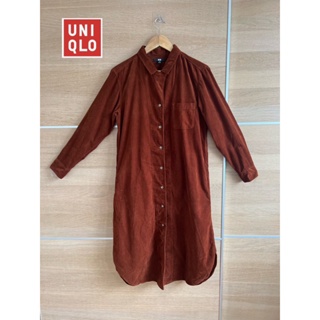 UNIQLO  Dress x  ผ้าลูกฟูก สีน้ำตาลออกแดงอิฐ สวยมาก สภาพใหม่มาก  • อก 38 ยาว 43 ป้าย M