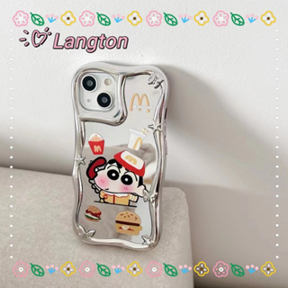 🌈Langton🌸พื้นผิวกระจก iphone 11 14 pro max ดาว ผีเสื้อ รูปหัวใจ การ์ตูน เครยอนชินจัง case for iPhone 12 13