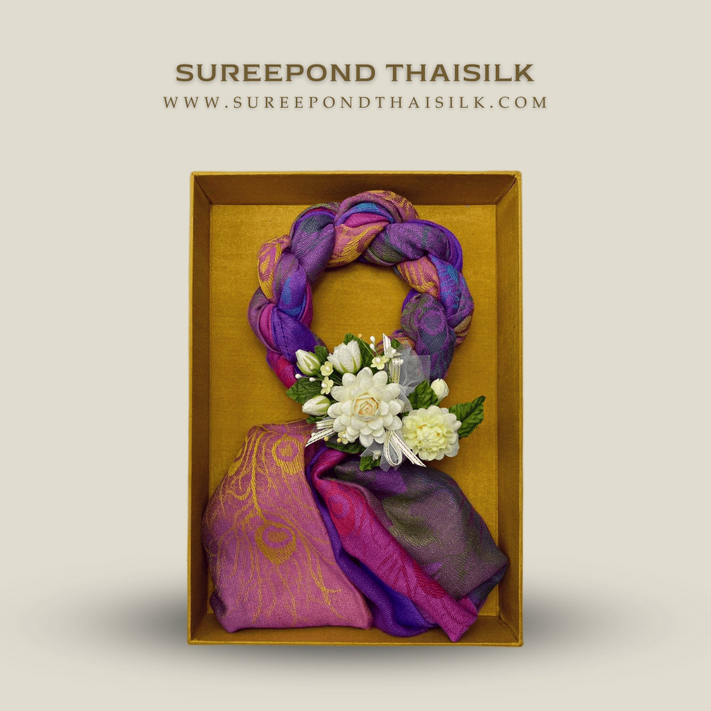 ❖ พวงมาลัยผ้าพันคอ ❖ พร้อมกล่องผ้าไหม ｜The Phuang Malai