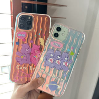 พร้อมส่งในไทย🍑 เคส เคสโทรศัพท์ เคสมือถือ TPU แคร์แบร์คู่โฮโลแกรม TPU-S1276 แคร์แบร์3ตัวม่วง TPU-S1277