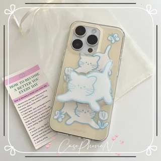 เคสไอโฟน iphone 11 14 Pro Max ins การ์ตูน น่ารัก แมว ขาตั้ง เคส ขอบเต็ม ป้องกันการตก iphone 12 13 Pro Case for iPhone