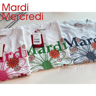 จัดส่งฟรี เสื้อยืดแขนสั้น พิมพ์ลายดอกไม้ Mardi Mercedi สีทอง สีเงิน สไตล์คลาสสิก เหมาะกับฤดูใบไม้ผลิ "เสื้อยืดผู้หญิง