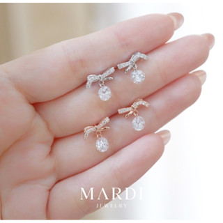 Mardi Jewelry ต่างหูเงินแท้ 925 Ribbon Diva Earrings มี 2 สี 1 คู่