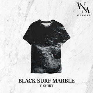 เสื้อยืดลายหินอ่อน(สีแบล็คเซิร์ฟ): Black surf Marble T-shirt (Short-Sleeve)