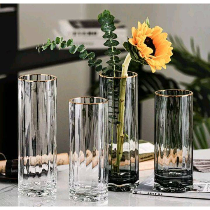 พร้อมส่ง 【Becky home shop】แจกันแก้วสไตล์ยุโรปสูง โปร่ง ใส่ดอกไม้ไว้พระ ตกแต่งห้องนั่งเล่น SAN-CCT