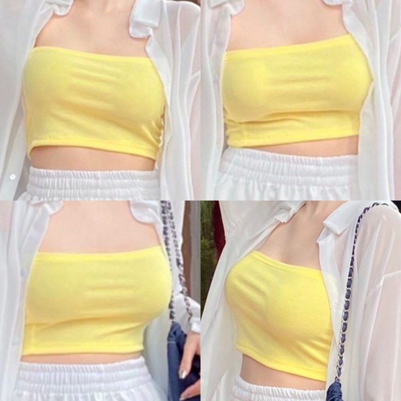 Ambella เกาะอกผ้าร่อง สีสันสวยงาม ครอปเกาะอกเอวลอย ใช้สวมเป็นเสื้อด้านในได้ ผ้ายืดสวมใส่สบาย ซับในผู้หญิง ราคา ถูกที่สุด ดีลบีเคเค แกลเลอรีภาพที่ 5