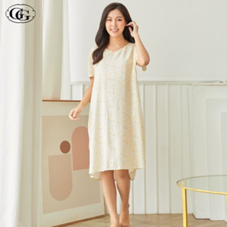 G&amp;G Nightwear รุ่น EN6P08 ชุดนอนกระโปรง สี CR ชุดนอน Spun Rayon ลายดอกไม้