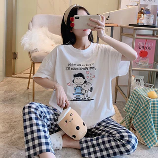 ชุดนอนผู้หญิง ชุดนอน ชุดนอนขายาว ชุดนอนแขนสั้นขายาว ชุดนอนแขนสั้น ชุดนอนการ์ตูน เซตชุดนอน ผ้านิ่มมาก คอตต้อน BL-0