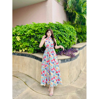 Tulip MAXI DRESS เดรสตัวยาว ลายดอกทิวลิป ผ้าครับอิตาลีผ้าพริ้ว