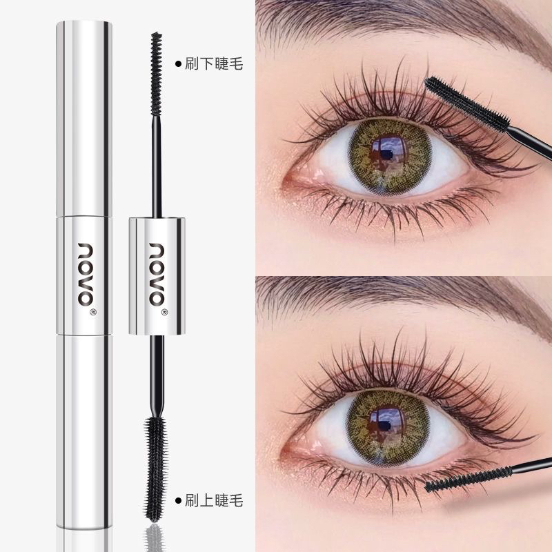 5876 睫 (ใหม่/แท้) NOVO มาสคาร่า 2 หัว ปัดแล้วขนตาหนายาว งอน เด้ง กันน้ำ  Mascara (สีดำ)
