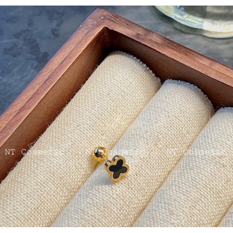 (BB01)(1 ข้าง ) จิวใบโคลเวอร์ ต่างหู รูปใบโคลเวอร์สี่แฉก Stainless 316