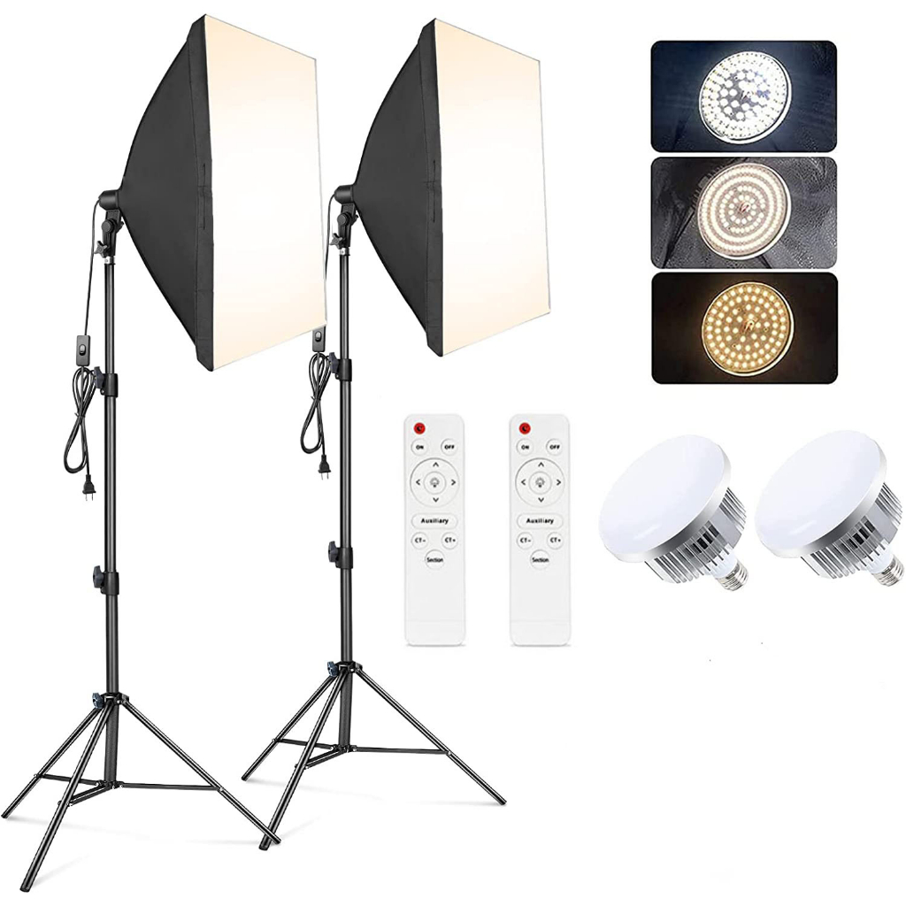 Softbox Photography Lighting Kit, Professional Photo Studio Lighting with Soft Box LED Bulb Continuo