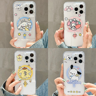 เคสโทรศัพท์มือถือแบบนิ่ม TPU ใส กันกระแทก เคสแม่เหล็ก สําหรับ IPhone 14 13 12 11 Pro Max XR 14PROMAX เคสลายการ์ตูนน่ารั