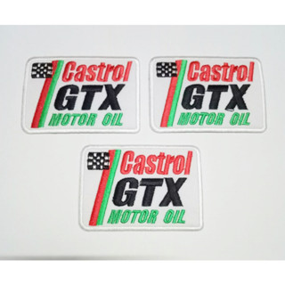 ตัวรีดติดเสื้อ CASTROL น้ำมันเครื่อง อาร์มปัก ตกแต่งเสื้อผ้า 3 ชิ้น