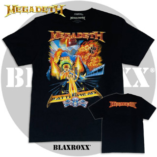 Blaxroxx เสื้อวง ลิขสิทธิ์แท้ MEGADETH® (MGD005) เสื้อยืดคอกลมแขนสั้น เสื้อยืด เสื้อสกรีนลาย เสื้อวินเทจ