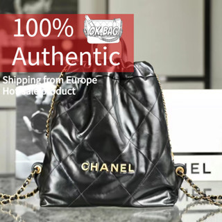 👜ชาแนล CHANEL 23P Cowhide 22 Small Black Backpack สุภาพสตรี กระเป๋าสะพายไหล่