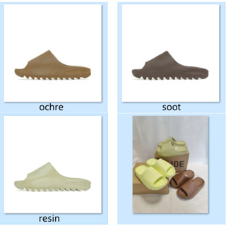 Adidas Yeezy slide Kanye West unisex man and women sandals Resin  soot  ochre ของแท้ 100%