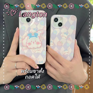 🌈Langton🌸ขาตั้ง ถอดได้ ป้องกันการหล่น ขอบเต็ม iphone 11 14 pro max การ์ตูน สาวน่ารักหัวใจ case for iPhone 12 13