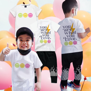 เสื้อแขนสั้นเด็ก pastel smiley “what are what you love” (PB544)