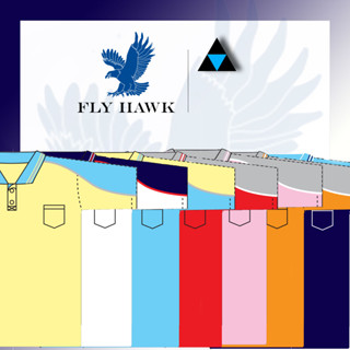 เสื้อโปโลชาย เสื้อคอปกแขนสั้น เสื้อโปโลสีพื้น FLY HAWK FLYHAWK รุ่น A349  ของแท้ 100%