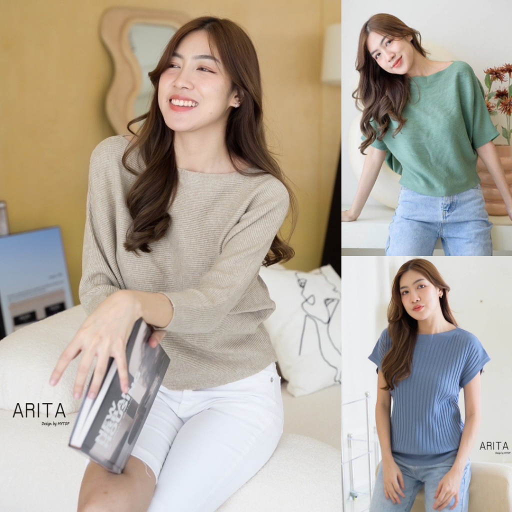 โปรลับ ลูกค้าใหม่ 1.- ARITA  มี3แบบค่ะ ** เสื้อไหมพรม คอปาด ปีกค้างคาว  T-SHIRTNISTA (MT26B) (ถ12)