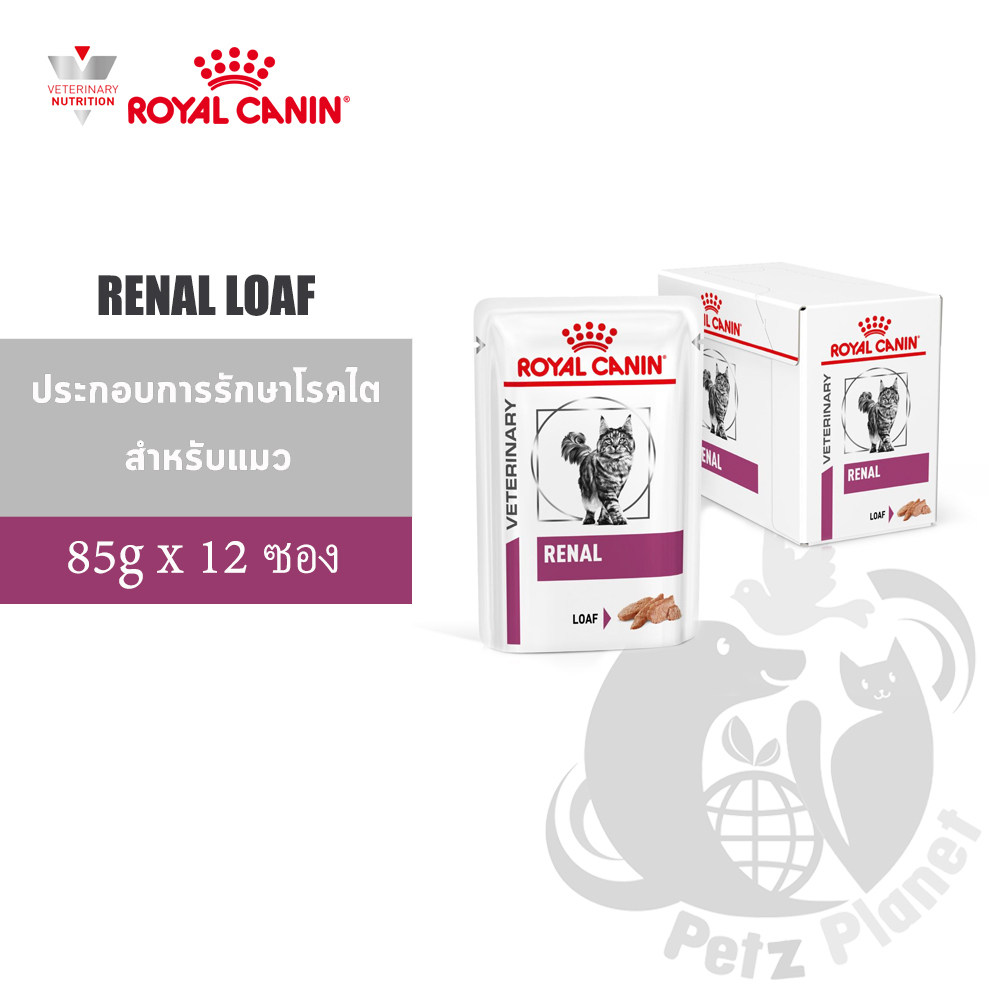 Royal Canin Veterinary Diet Renal Loaf อาหารแมวประกอบการรักษาโรคไต ชนิดเปียก ขนาด85กรัมx12ซอง