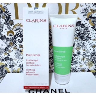 เจลสครับล้างหน้า ไซส์จริง แท้💯%Clarins Purifying gel scrub with lava beads 50ml. มีฉลากไทย