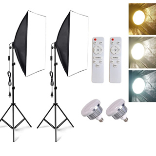 Softbox Photography Lighting Kit Professional Continuous Lighting System with LED Bulbs and Remote for Photo Studio