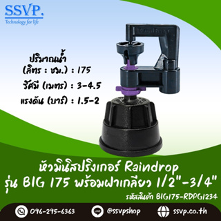 มินิสปริงเกอร์ รุ่น BIG ปริมาณน้ำ 175 ลิตร/ชั่วโมง พร้อมฝาครอบเกลียวใน ขนาด 1/2"-3/4" รหัสสินค้า BIG-175-RDPG1234