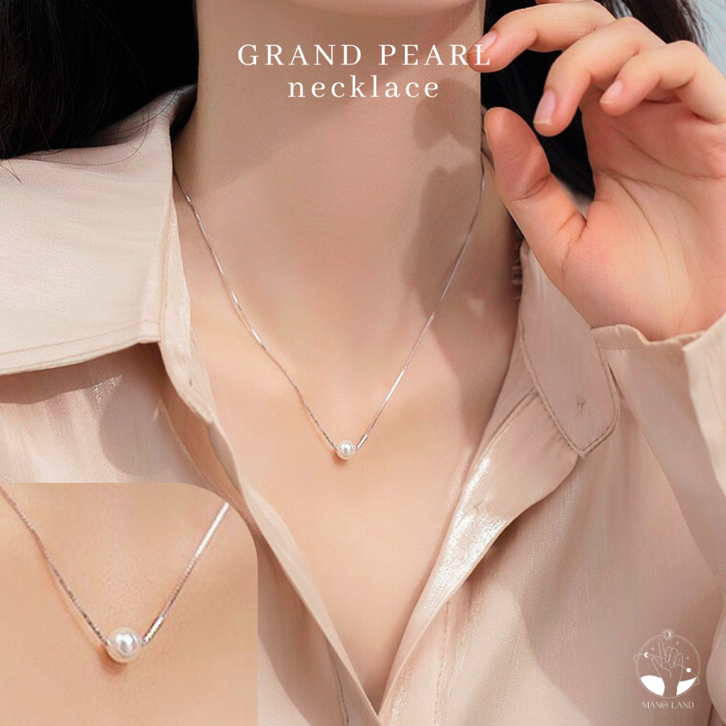 MNL💗GRAND PEARL สร้อยคอไข่มุกเดี่ยว 6 มม เครื่องประดับแฟชั่น เงินแท้ สไตล์เกาหลี มินิมอล ใส่ออกงาน วันครบรอบ ของขวัญ