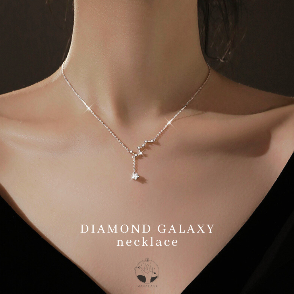 MNL DIAMOND GALAXY สร้อยคอ จี้ประดับเพชร กลุ่มดาวแห่งกาแลคซี่ เครื่องประดับแฟชั่น เงินแท้ ผู้หญิง น่ารัก มินิมอล เกาหลี ราคา ถูกที่สุด ดีลบีเคเค แกลเลอรีภาพที่ 7