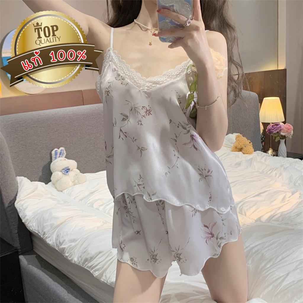 ชุดนอนเซ็ต ชุดนอนไม่ได้นอน 🌟เกรดดี 💖 ไซต์ XS-5XL นน >40-100 kg  ผ้าซาตินมาแบบ 2 ชิ้นในตัวเดียว T-024 - รูปที่ 4