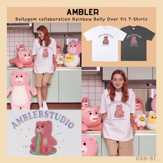 [AMBLER] จัดส่งฟรี เสื้อยืดแขนสั้น ลาย RAINBOW BELLY UNISEX OVER FIT t-shirts สินค้าเกาหลี คู่รัก เสื้อยืดผ้าฝ้ายคู่รัก