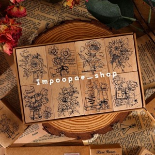 🌳พรีออเดอร์🌳🌹 Cross-Border Rose Book Series Wooden Stamp